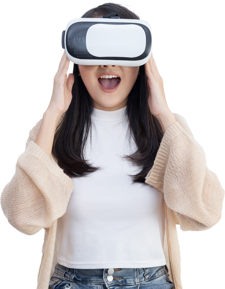 Asian Woman with VR Headset